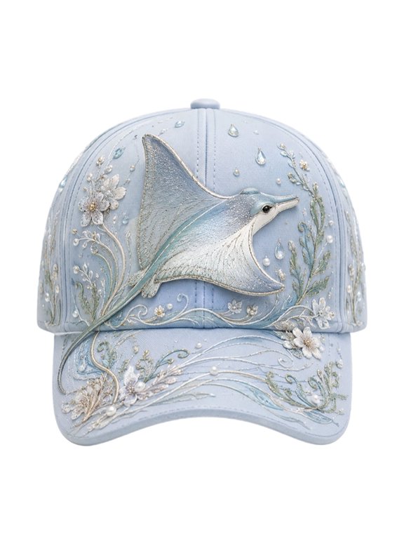 Ocean Themed Fish Morning Cap Baseball Hat for Women, Women's Baseball Caps Adjustable Lightweight Breathable Hat, Gift for Woman Mom