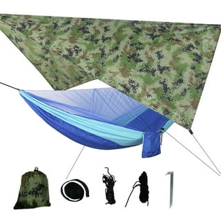 118'x118'Hammock Rain Fly Waterproof Tent Tarp Cover Lightweight Nylon  Camping Shelter Tarpaulin with Corner Eyelet/Rope/Gound Nails Stakes for  Travel Hiking Backpacking,Survival Gear,Gray 