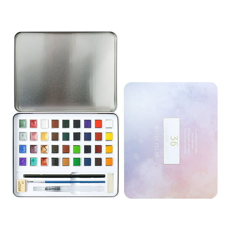 QISIWOLE Premium Japanese Watercolor Paint Set – 36 Rich Water Color  –Include Solid, Metallic & Neon Water Colors – Artist Quality– Watercolor  Paint Perfect Travel Watercolor Set for Adults, Students 