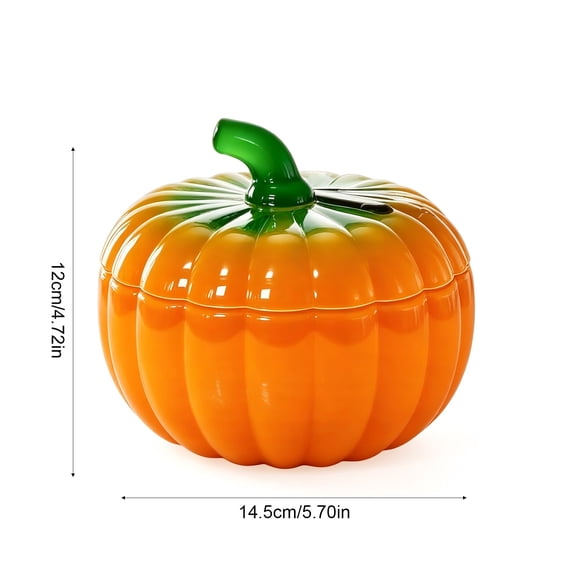 QISIWOLE Pumpkin Shaped Glass Bowl with Lid, Orange Decorative Candy Trinket Dish, 5.71 x 5.71 x 4.72 in