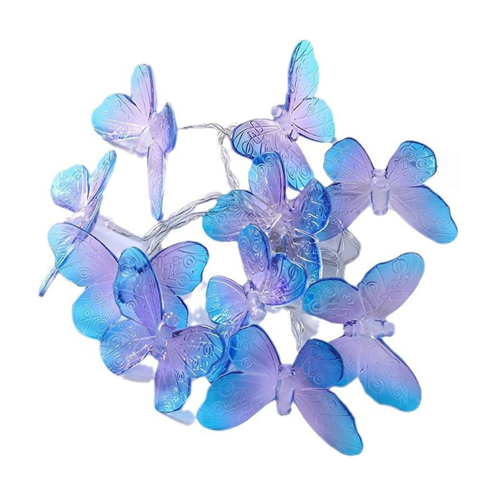 String Butterflies QISIWOLE Purple & Blue Butterfly String Lights, Waterproof Outdoor ...