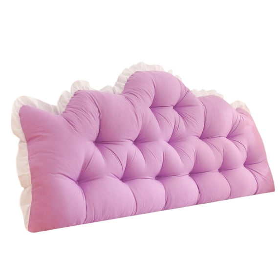 QISIWOLE Purple Dorm Twin Headboard Wedge Pillow, 39in Handmade Support Backrest Large Bolster Cushion with Two Large Side Pockets and Removable Cover