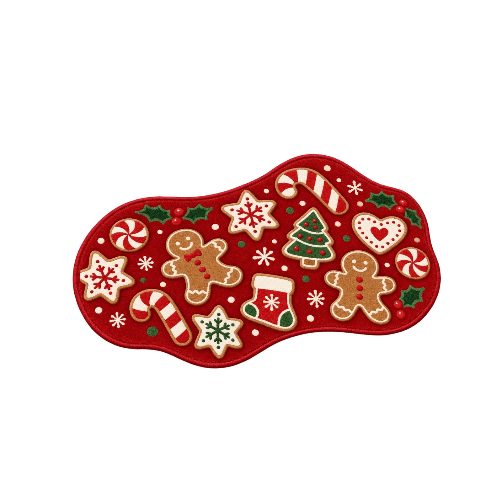 QISIWOLE Red Irregular Christmas Door Mat with Gingerbread Candy Cane ...
