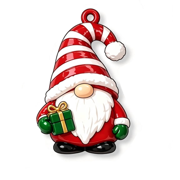 QISIWOLE Red & White Gnome Acrylic Pendant, 2D Dwarf Hanging Ornament, 3.15 x 3.15 in Acrylic Gnome Ornament, for Christmas Tree Wreath Holiday Decor