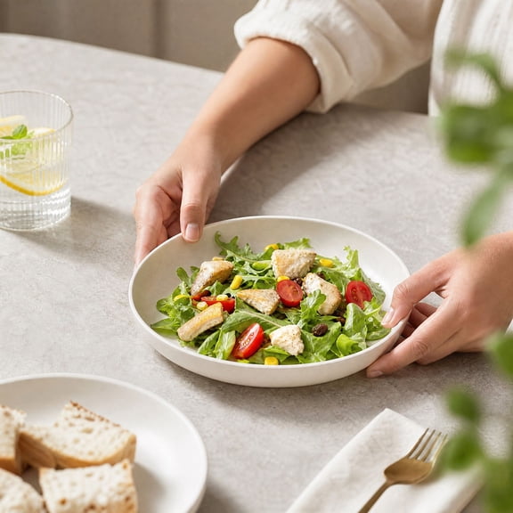 QISIWOLE Round White Serving Plate, Lightweight Durable Plastic, 7.87 Inch