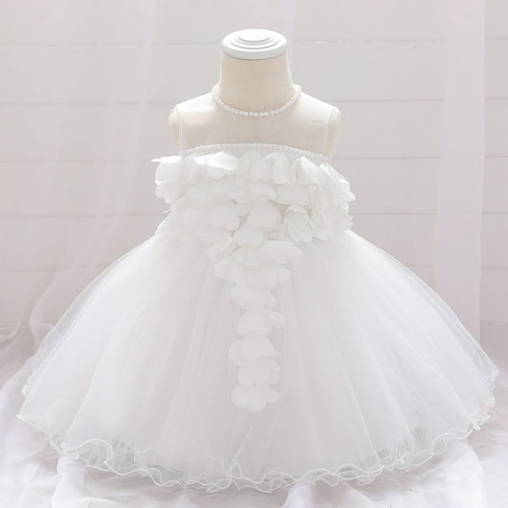 QISIWOLE Toddler Girls Temperament Flowers Pearl Cute Net Yarn Birthday Party Gown Dresses,summer sale