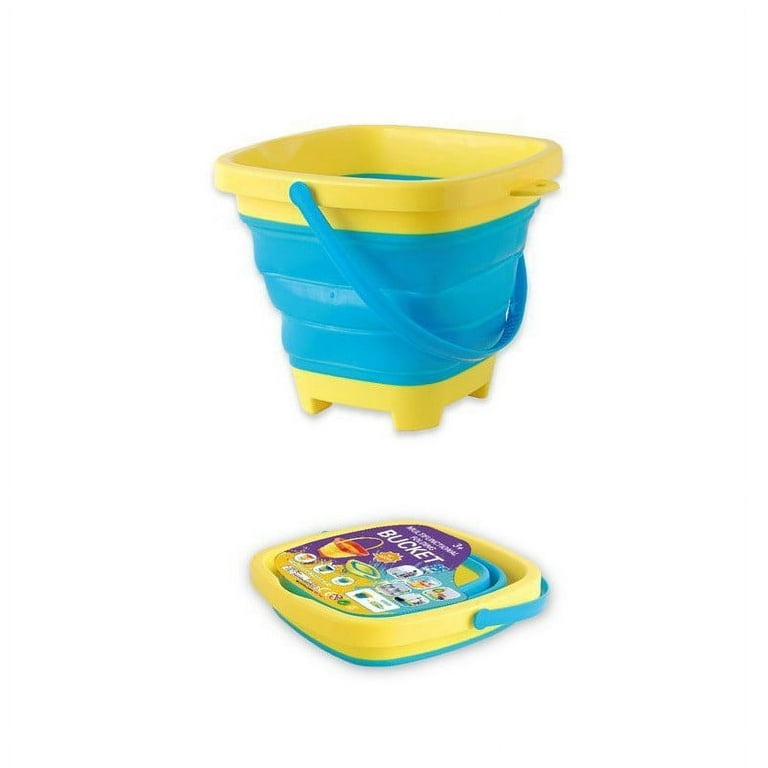 Qisiwole Toys Sand Bucket Beach Bucket Pail, Collapsible Bucket Kids Sand Pail, Silicone Sand Buckets for Kids Beach Toys, Foldable Bucket Summer
