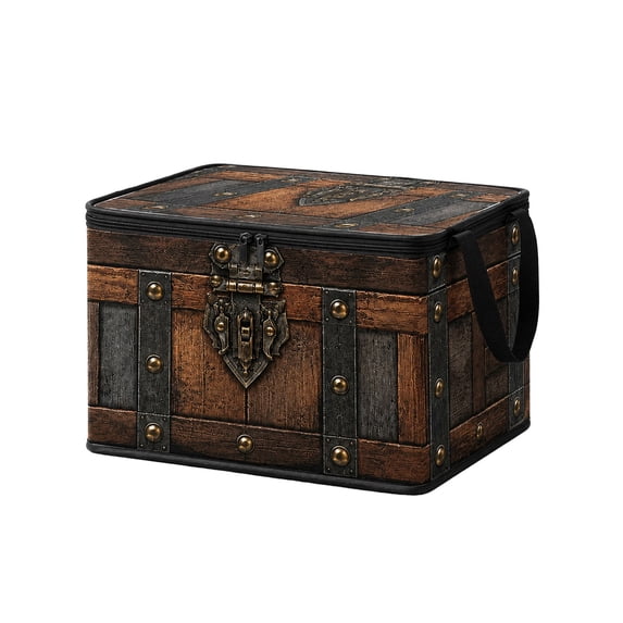 QISIWOLE Vintage Collapsible Storage Box 19.7x13.8x13.8in with Lid, Foldable Toy Organizer for Closet and Living Room