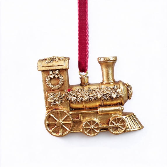 2 Inch Bell QISIWOLE Vintage Gold Christmas Train Resin Ornament, Horse Bell ...