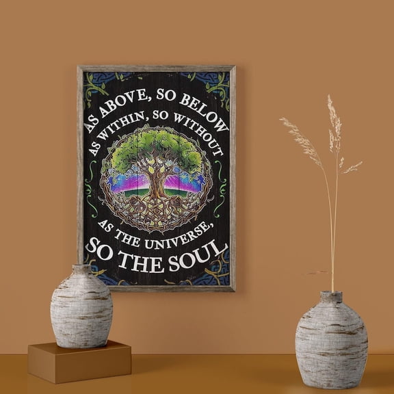 QISPIOD Tree of Life Poster as Above So Below as Within So Without as The Universe So The Soul Poster Universe Spirituality Canvas Retro Metal Tin Sign for Coffee Bar Wall Decor 8x12inch