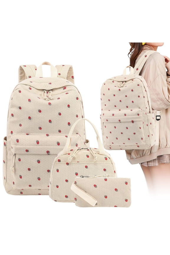 3 Pcs Bow Backpack Set, Cute Nylon Aesthetic Daypack with Inner Organizer, Kawaii Preppy Bag Back to Sch-ol