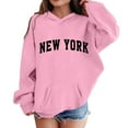 thumbnail image 1 of QITESHIPIN Unisex Kids City Name Letter Print Hoodie Loose Fit Long Sleeve No Drawstring Casual Sweatshirt (3Y-13Y) Pink,12-13 Years, 1 of 4