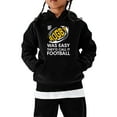 thumbnail image 1 of QITESHIPIN Unisex Kids Football Letter Print Pullover Hoodie Super Bowl Graphic Pocket Casual Sweatshirt Black,3-4 Years, 1 of 3