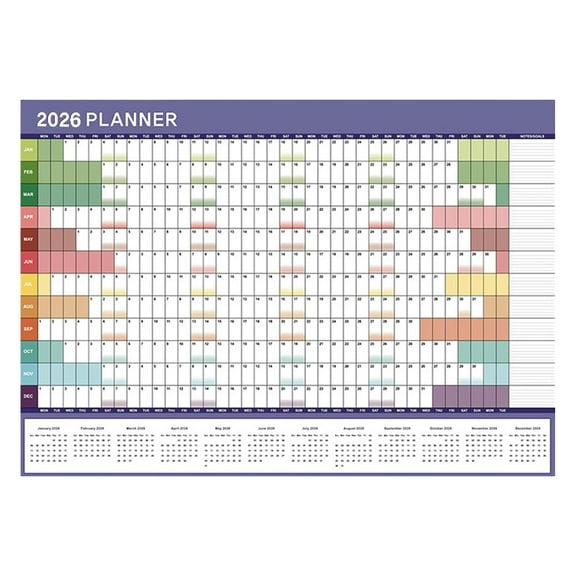 QITOWM 2026 New Wall-mounted Planner, Year-round Calendar, January To December Year-round Planner, Organization For Home, And School (74*52cm)