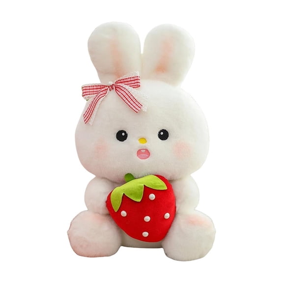 QITOWM 40cm Bunny Plush Toys, Cute And Perfect Birthday Gifts For Friends And Classmates, White Rabit with Strawberry Graduation Gifts Home Decoration