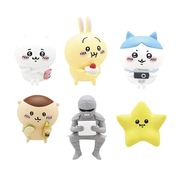 QITOWM Cartoon Chiikawa Animal and Character Figurines for Desk Decoration Collectible Display and Gift Suitable for All Ages, Set of 6 Anime Design Desktop Ornament