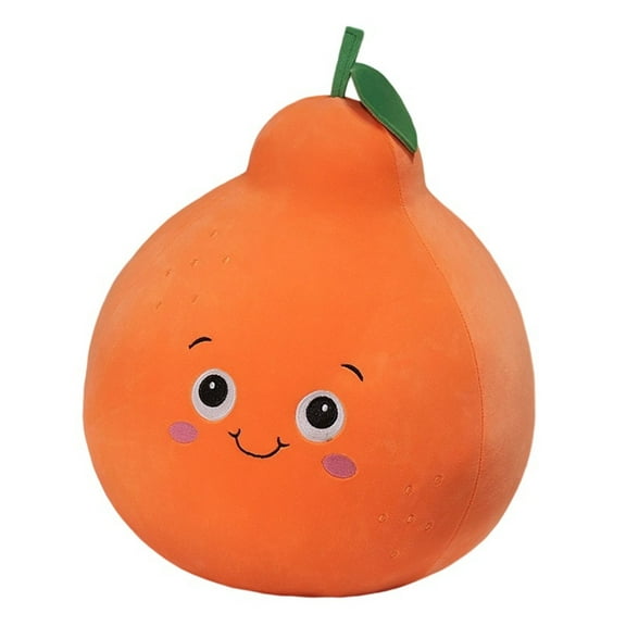 QITOWM Cartoon Plush Orange Fruit Pillow, Soft Stuffed Cute Smiling Citrus Toy, Large Decorative Cushion for Kids & Adults, Cozy Home Decor, 10cm (Orange)