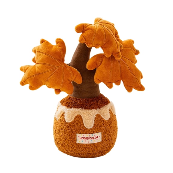 QITOWM Cute Honey Color Potted Tree Fur Plush Toy, Simulated Persimmon Tree Doll Plant Car Decoration Birthday Gift Office Home Decoration, With Scented Beads (B)