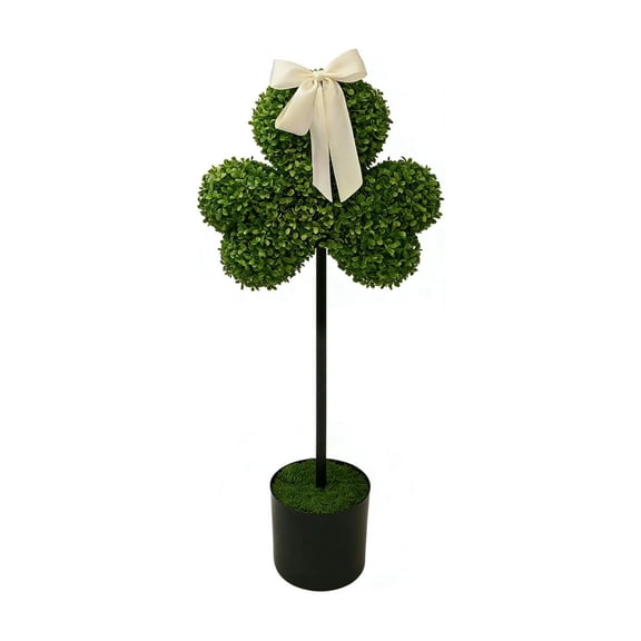 QITOWM Practical Clover-shaped Boxwood Potted Plant, Creative Artificial Flowers as Home Office Display Ornament, St. Patrick's Day Gift Decoration (80CM)