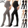 thumbnail image 1 of QIUOMBBP 2 Pack Leggings for Maternity Solid Color Adjustable Waistband Bottom Pants for Warmth and Underwear Black Free Size, 1 of 4