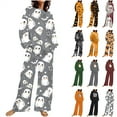 thumbnail image 1 of QIUOMBBP 2 Piece Sets for Women Halloween Ghost Print Casual Sweatsuit Sets Long Sleeve Shirts and Wide Leg Lounge Pants Fall Winter Clothes, Black, XXXL, 1 of 5