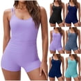 thumbnail image 1 of QIUOMBBP 2 Piece Swimsuit for Women Tummy Control Tankini Top with Swim Shorts Modest Beach Vacation Bathing Suit Navy M, 1 of 8