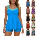 thumbnail image 1 of QIUOMBBP 2 Piece Swimsuits for Women Adjustable Straps Peplum Ruffle Tank Top with Swim Boyshorts Modest Comfortable Water Sports Bathing Suit Multicolor XL, 1 of 10