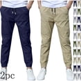 thumbnail image 1 of QIUOMBBP 2PC Casual Straight Leg Pants for Boys Summer Elastic Waist Harem Pants with Drawstring Solid Outdoor Trousers Army Green 9 Years, 1 of 7