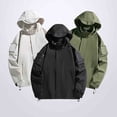 thumbnail image 1 of QIUOMBBP 3 in 1 Removable Fleece Waterproof Windproof Mens Rain Jacket Zip Up Winter Thicken Warm Outdoor Hoodies with Pockets, White, XXL, 1 of 6