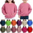 thumbnail image 1 of QIUOMBBP Athletic Pullover Sweatshirts for Boys Baggy Long Sleeve Hoodless Pullovers Warm Outdoor Sports Tops Blue 150, 1 of 7