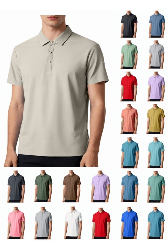 Big and Tall Polos Shirts for Men Summer Loose Fit Moisture Wicking Running Tops Lapel Collared Short Sleeve Cool Touch Seamless Tees Blue XXXXXL