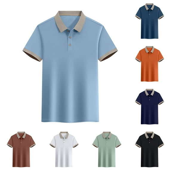QIUOMBBP Big and Tall Polos Shirts for Men Summer Loose Lightweight Outdoor Hiking Tshirts Short Sleeve Lapel Collared Soft Tops Orange L