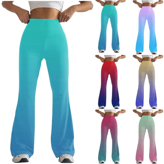 QIUOMBBP Bootcut Leggings for Women High Waist Butt Lifting Flare Legging Soft Comfy Running Sport Yoga Pants Green XL