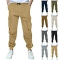 thumbnail image 1 of QIUOMBBP Boys Cargo Pants Drawstring Elastic Waist Sweatpants Baggy Cinch Bottom Joggers Pant with Multi Pockets Gifts for Teens, Gray, 10 Years, 1 of 10