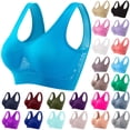 thumbnail image 1 of QIUOMBBP Breathable Anti Sagging Breasts Bra for Women No Underwire Wireless Push up Bralettes Support Full Coverage Sport Bras, Light Blue, XXXXL, 1 of 3