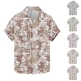thumbnail image 1 of QIUOMBBP Button Down Shirts for Men Short Sleeve Leaf Printed Casual Tees Loose Stretchy Summer Hawaiian Tshirts Blue L, 1 of 6