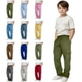 thumbnail image 1 of QIUOMBBP Cargo Sweatpants for Teen Boys Casual Elastic Waist Drawstring Wide Leg Sweat Pants Kids Workout Joggers with Pockets, Black, 9 Years, 1 of 8