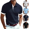 thumbnail image 1 of QIUOMBBP Casual Polos Shirts for Men ﻿Short Sleeve Color Block Lapel Collared Ribbed Knit Tee ﻿Summer Loose Lightweight Sport Golf Tshirt White XXXL, 1 of 9