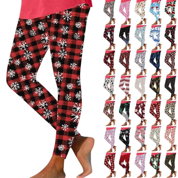 QIUOMBBP Christmas Leggings for Women Holiday Stretch High Waisted Yoga Pants Funny Print Ankle Length Tights, Blue, XXL
