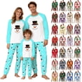 thumbnail image 1 of QIUOMBBP Christmas Pajamas Family Matching 2 Piece Sets Long Sleeve Funny Print Tops and Trousers Festival Sleepwear, Blue, XXL, 1 of 6