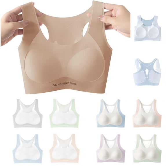 QIUOMBBP Comfortable Sports Bras for Girls No Wire Push Up Training Bra Comfort Breathable Padded Bralette Green XL