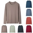 thumbnail image 1 of QIUOMBBP Cotton T Shirts for Men Loose Long Sleeve Crew Neck Basic Tee Casual Plus Size Workout Clothes Tops Light Blue L, 1 of 5