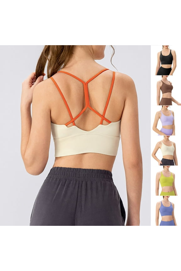 Criss Cross Back Yoga Bra for Women Athletic Fitness Running Gym Sleeveless Tanks Summer Slim Fit Crew Neck Padded Tops Green L