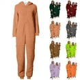 thumbnail image 1 of QIUOMBBP Family Christmas Outfits Matching Sets Xmas Fuzzy Hooded Zip Up Jumpsuits Pajamas Sleepwear Holiday for Adults, Rose Gold, S, 1 of 5