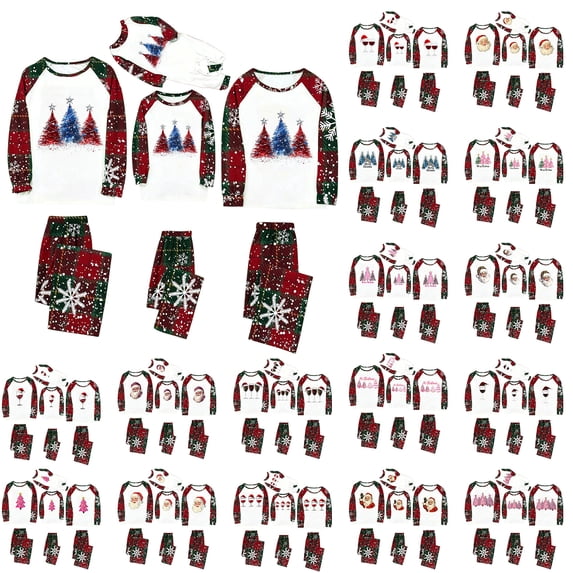 QIUOMBBP Family Christmas Pajamas Matching Sets for Couples Women Men Long Sleeve Shirts & Pjs Bottoms Xmas Holiday Loungewear Red