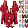 thumbnail image 1 of QIUOMBBP Fleece Onesie Pajamas Cute Cat Ear Hooded Long Sleeve Jumpsuits Family Christmas Matching Sleepwear Coffee, 1 of 5