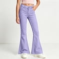 thumbnail image 1 of QIUOMBBP Girls School Uniform Pants Button Front Flared Leg Dress Pant Preppy First Day Of School Outfits Purple, 1 of 8