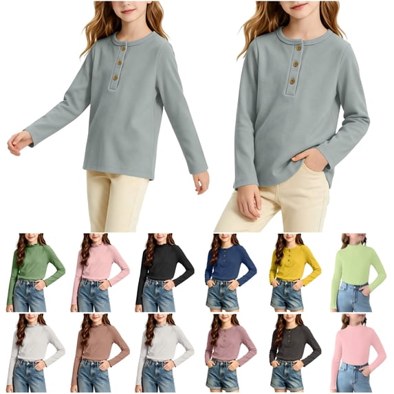 QIUOMBBP Girls' Solid Color Basic Tops Ruffle Long Sleeve Mock Neck Shirts Thermal Slim Modal Shirts Black 130
