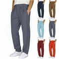thumbnail image 1 of QIUOMBBP Golf Pants for Men Summer Loose Casual Breathable Linen Sweatpant Flat Front Elastic Waist Straight Leg Trousers Navy M, 1 of 7