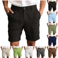 thumbnail image 1 of QIUOMBBP Golf Shorts for Men Linen Fitness Yoga Running Breathable Short with Pockets Summer Drawstring Elastic Waist Outdoor Outfits Gray S, 1 of 7
